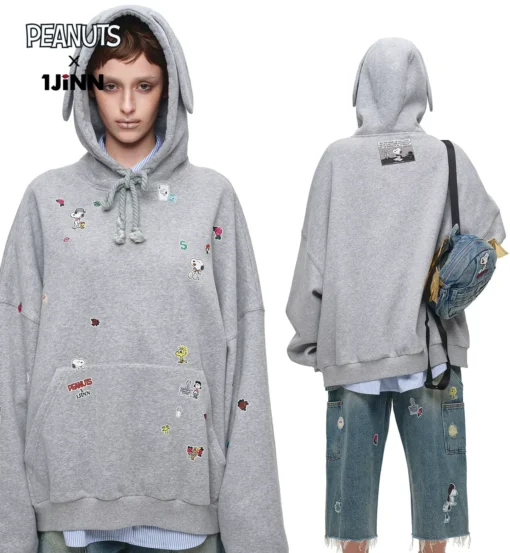 1Jinn X Snoopy Sticker Print Hooded Sweatshirt 20