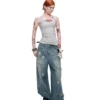 1Jinn X Snoopy Sticker Print Wide Leg Jeans 8