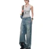 1Jinn X Snoopy Sticker Print Wide Leg Jeans 15