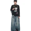 1Jinn X Snoopy Sticker Print Wide Leg Jeans 17