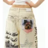 Deleteex Ded Moji Print Wide Leg Jeans 14