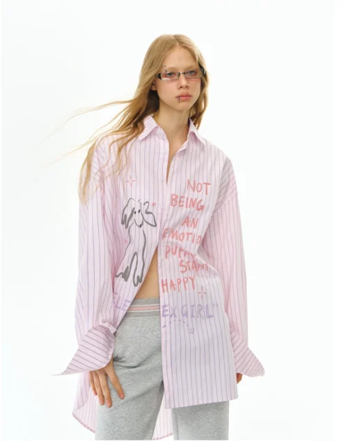 Deleteex Ded Moji Striped Oversized Shirt 5