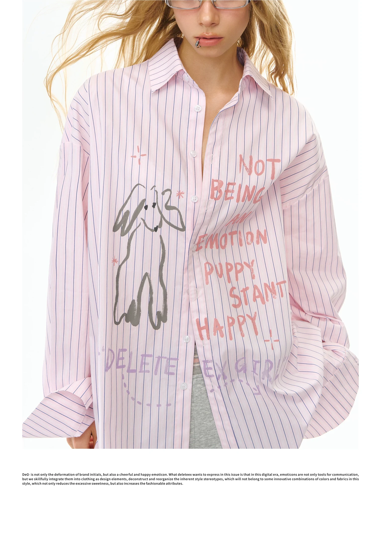 Deleteex Ded Moji Striped Oversized Shirt 10