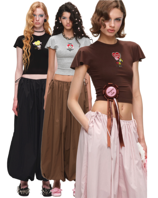 IN STOCK ♱ 1JINN x SNOOPY ੯‧̀͡⬮ PEANUTS EMBROIDERED FLUTTER-SLEEVE TEE - 3colors