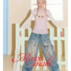 Masoomake Xiaoman Graffiti Print Barrel Leg Jeans 2