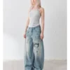 Masoomake Xiaoman Graffiti Print Barrel Leg Jeans 4