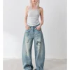 Masoomake Xiaoman Graffiti Print Barrel Leg Jeans 6