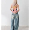 Masoomake Xiaoman Graffiti Print Barrel Leg Jeans 9