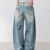 Masoomake Xiaoman Graffiti Print Barrel Leg Jeans 15