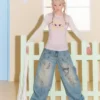 Masoomake Xiaoman Graffiti Print Barrel Leg Jeans 16