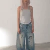 Masoomake Xiaoman Graffiti Print Barrel Leg Jeans 17