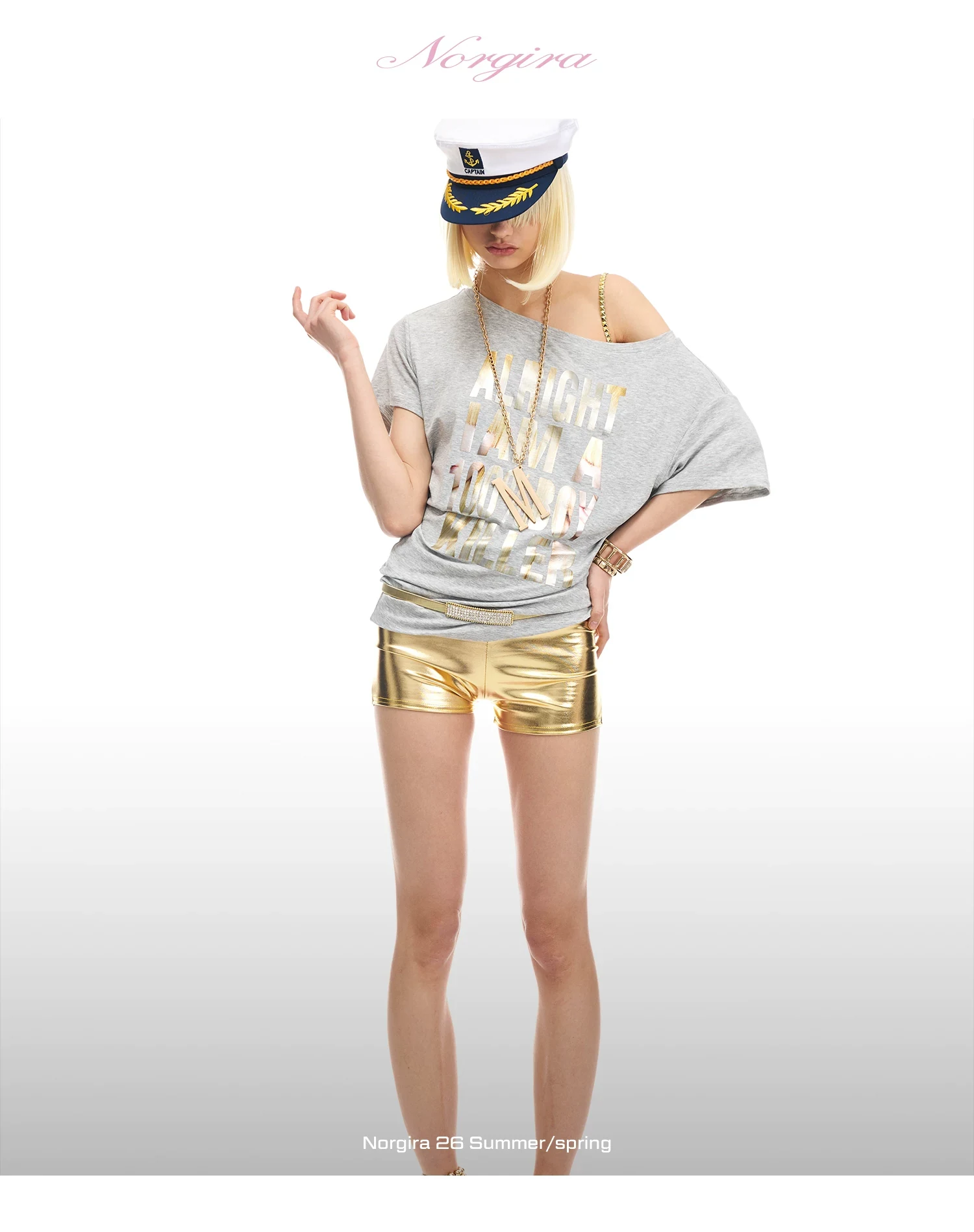 Norgira Boykiller Foil Print Off Shoulder Tee 2
