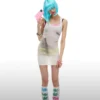 Norgira Crying Woman Sheer Bodycon Vest Dress 2