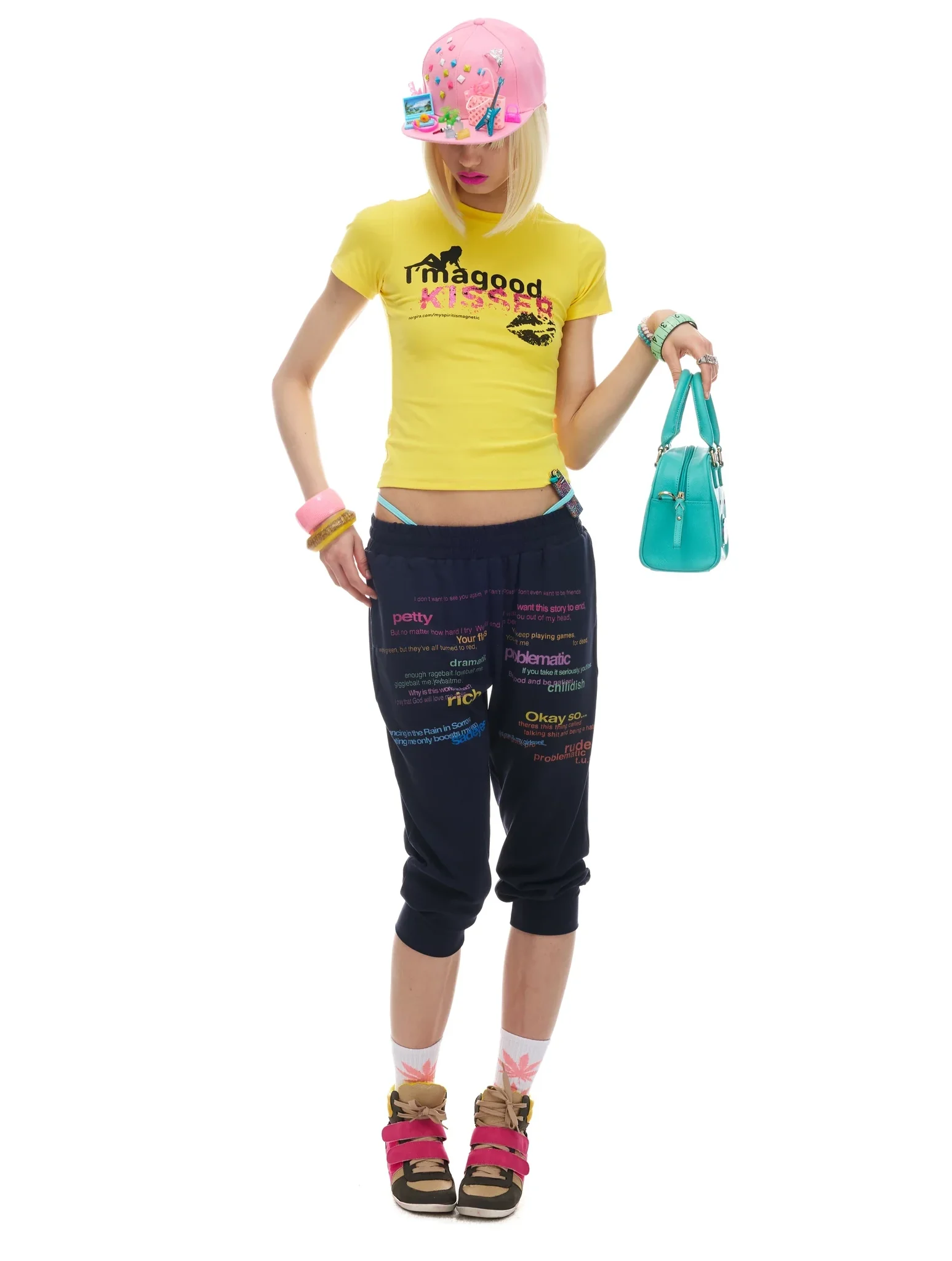 Norgira Good Kisser Glitter Slogan Stretch Tee 1