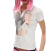 Norgira Praying Girl Print Stretch Polo Tee 8