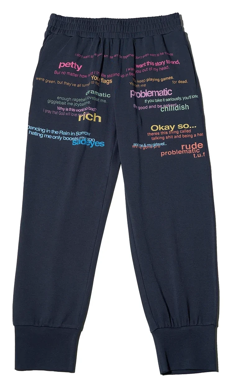 Norgira Slogan Print Cuffed Cropped Sweatpants 9