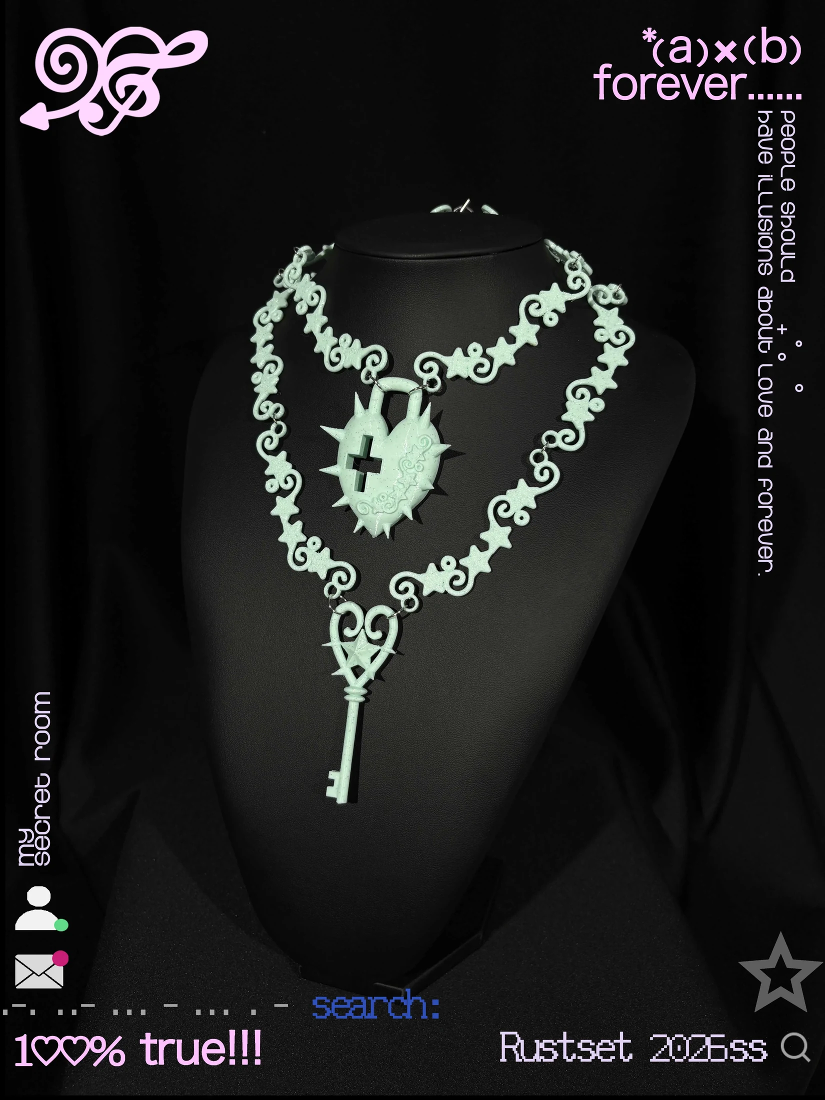 Rustset 3D Printed Star Vine Key Lock Necklace 1