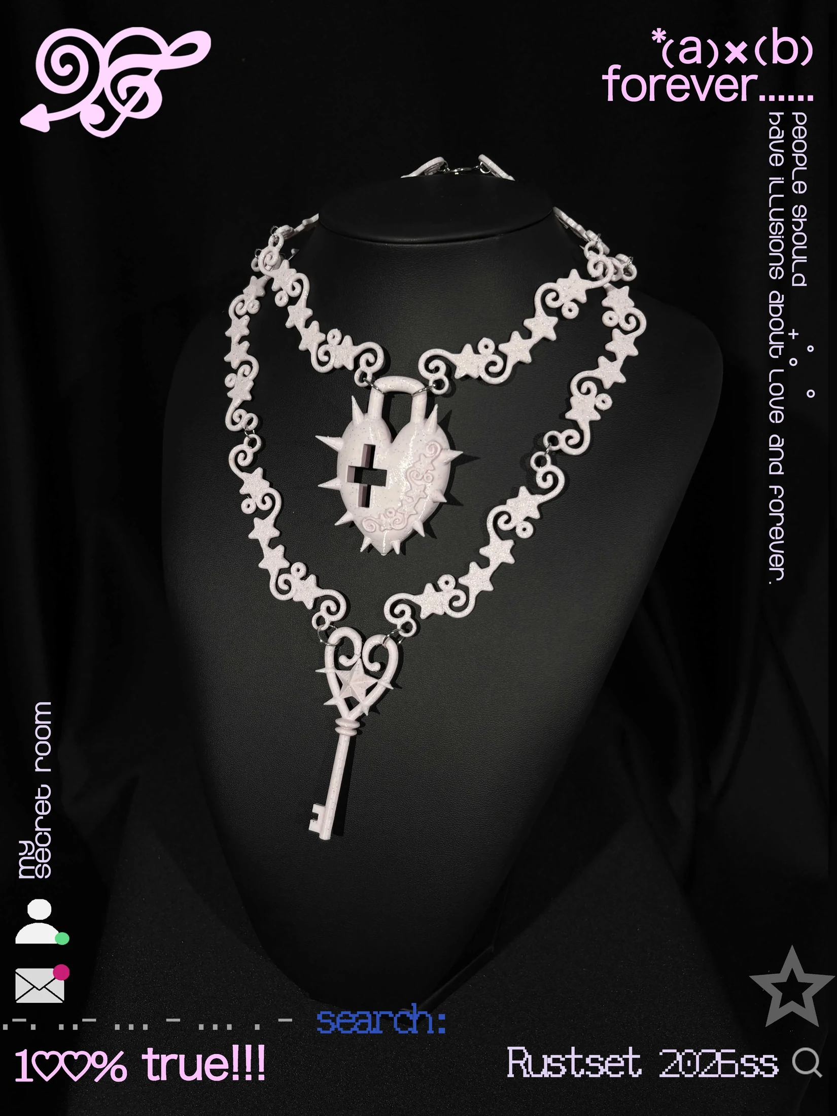 Rustset 3D Printed Star Vine Key Lock Necklace 4