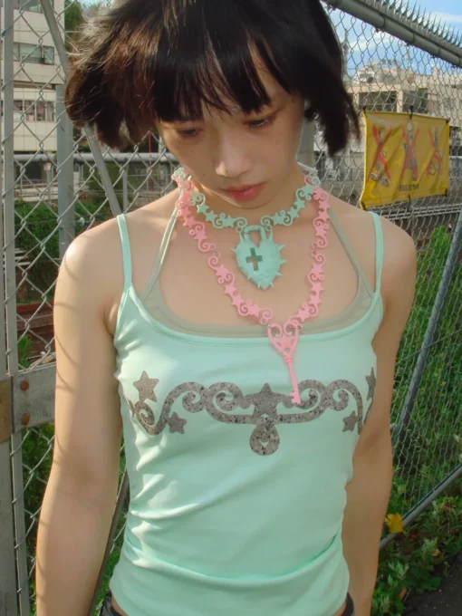 Rustset 3D Printed Star Vine Key Lock Necklace 7